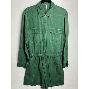 YFB Young Fabulous & Broke Green Linen Blend Lakeside Romper size Medium